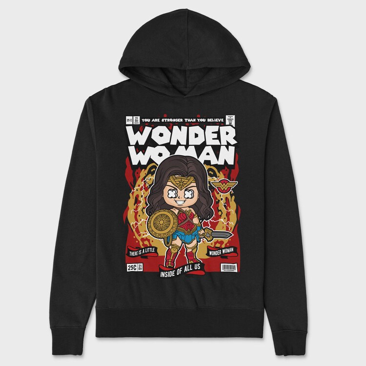 Wonder Woman Chibi, Hanorac Oversize Barbati (Unisex)