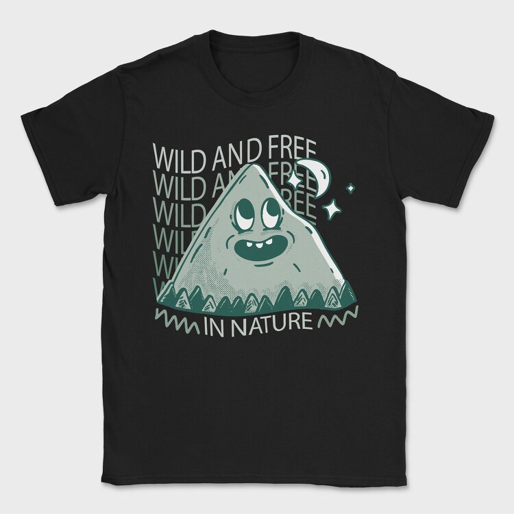 Wild and Free Mountain Cartoon, Tricou Barbati (Unisex)