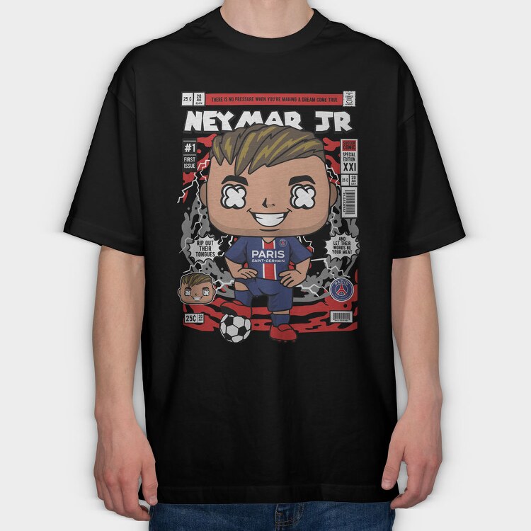 Neymar Jr Comic Style, Tricou Oversize Barbati (Unisex)