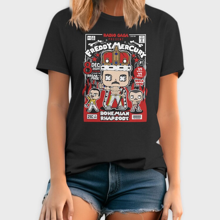 Funko Freddy Mercury Rock King, Tricou Barbati (Unisex)