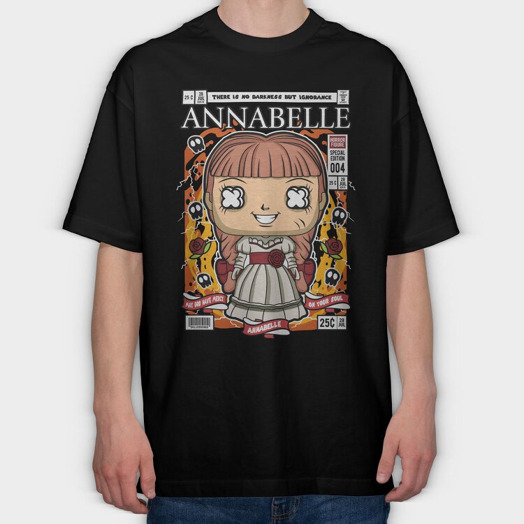 Annabelle Horror Pop Art, Tricou Oversize Barbati (Unisex)
