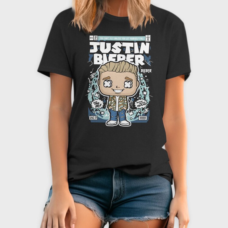 Justin Bieber Comic Pop Art, Tricou Barbati (Unisex)