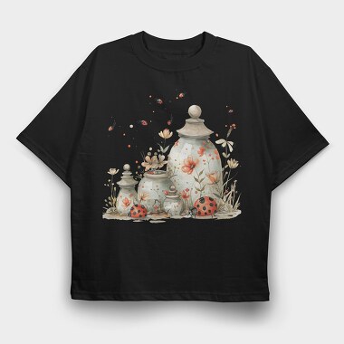 Bottles Flowers Witch, Tricou Oversize Barbati (Unisex)