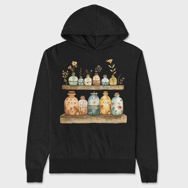 Bottles Flowers Wood, Hanorac Oversize Barbati (Unisex)