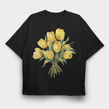 Bouquet Tulips Bright, Tricou Oversize Barbati (Unisex)
