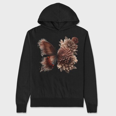 Brown Butterfly Floral, Hanorac Oversize Barbati (Unisex)