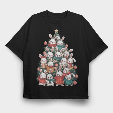Bunny Christmas Tree, Tricou Oversize Barbati (Unisex)