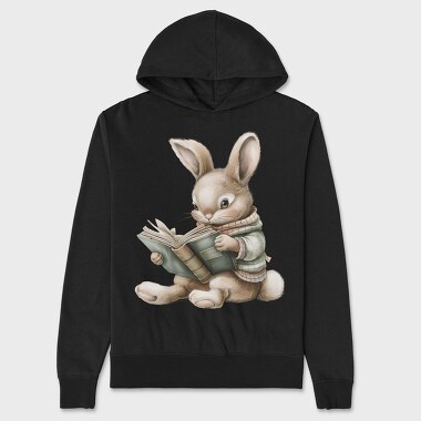Bunny Reading Book, Hanorac Oversize Barbati (Unisex)