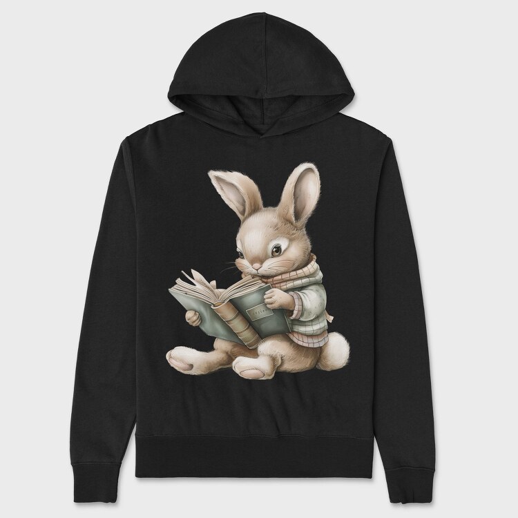 Bunny Reading Book, Hanorac Oversize Barbati (Unisex)
