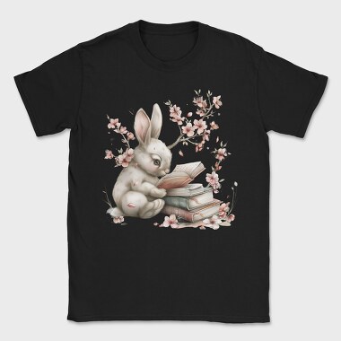Bunny Reading Books Flowers, Tricou Barbati (Unisex)