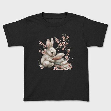 Bunny Reading Books Flowers, Tricou Copii