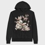 Bunny Reading Books Flowers, Hanorac Oversize Barbati (Unisex)