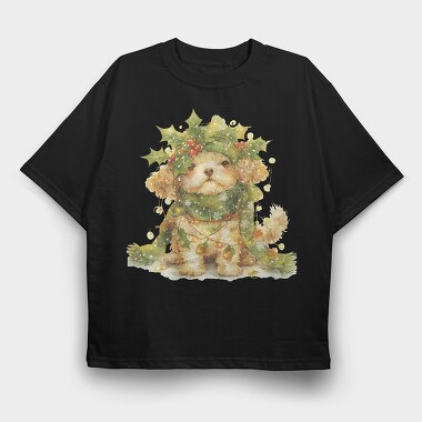 Bunny With Holly Garland, Tricou Oversize Barbati (Unisex)