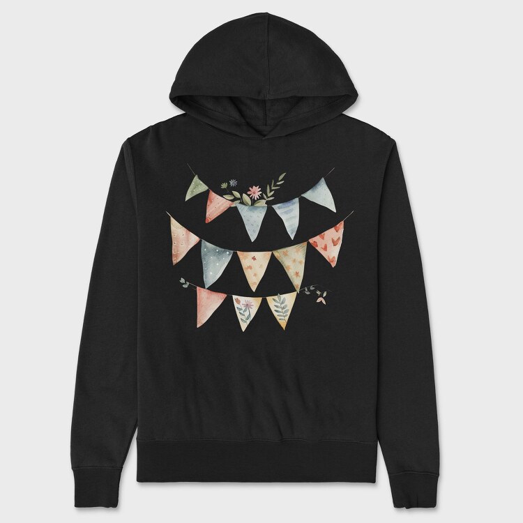 Bunting Flags Floral, Hanorac Oversize Barbati (Unisex)