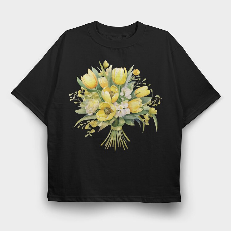 Butter Flower Bouquet, Tricou Oversize Barbati (Unisex)