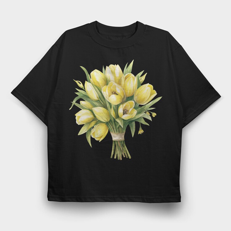 Butter Yellow Tulip3, Tricou Oversize Barbati (Unisex)