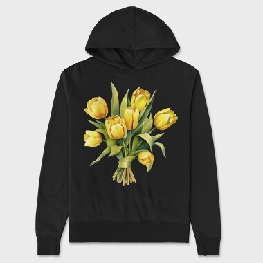 Butter Yellow Tulips Bouquet, Hanorac Oversize Barbati (Unisex)