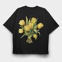 Butter Yellow Tulips Bouquet, Tricou Oversize Barbati (Unisex)
