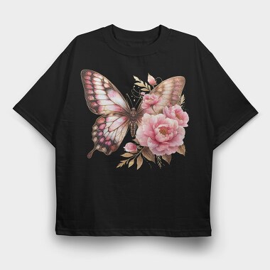 Butterfly Floral Sublimation, Tricou Oversize Barbati (Unisex)