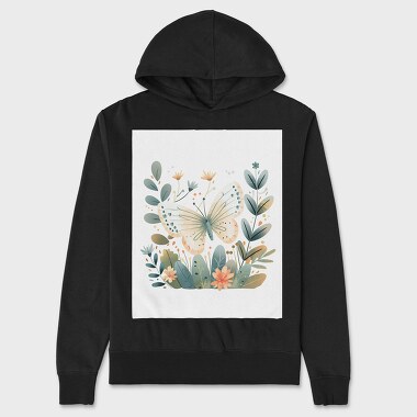 Butterfly Flowers Blossoms, Hanorac Oversize Barbati (Unisex)