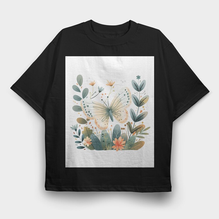 Butterfly Flowers Blossoms, Tricou Oversize Barbati (Unisex)