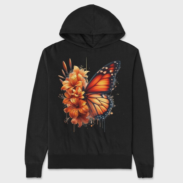 Butterfly Flowers Clipart, Hanorac Oversize Barbati (Unisex)