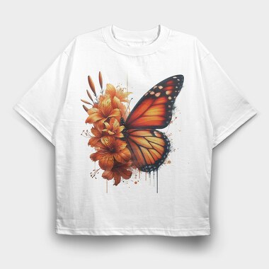 Butterfly Flowers Clipart, Tricou Oversize Barbati (Unisex)