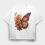 Butterfly Flowers Clipart, Tricou Oversize Barbati (Unisex)