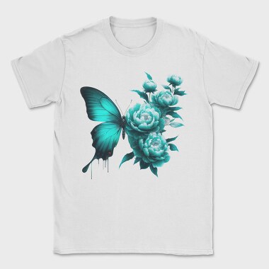 Butterfly Flowers Teal, Tricou Barbati (Unisex)
