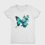 Butterfly Flowers Teal, Tricou Femei