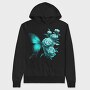 Butterfly Flowers Teal, Hanorac Oversize Barbati (Unisex)