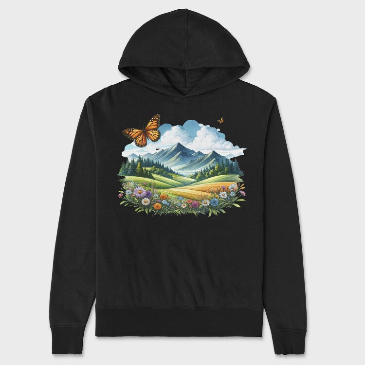 Butterfly Mountain Garden, Hanorac Oversize Barbati (Unisex)