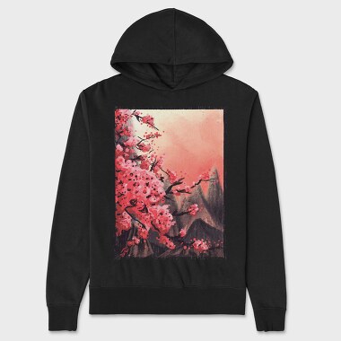 Cherry Blossom Painting, Hanorac Oversize Barbati (Unisex)