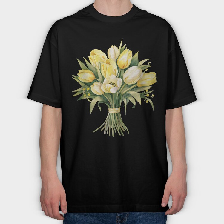 Butter Yellow Tulip, Tricou Oversize Barbati (Unisex)