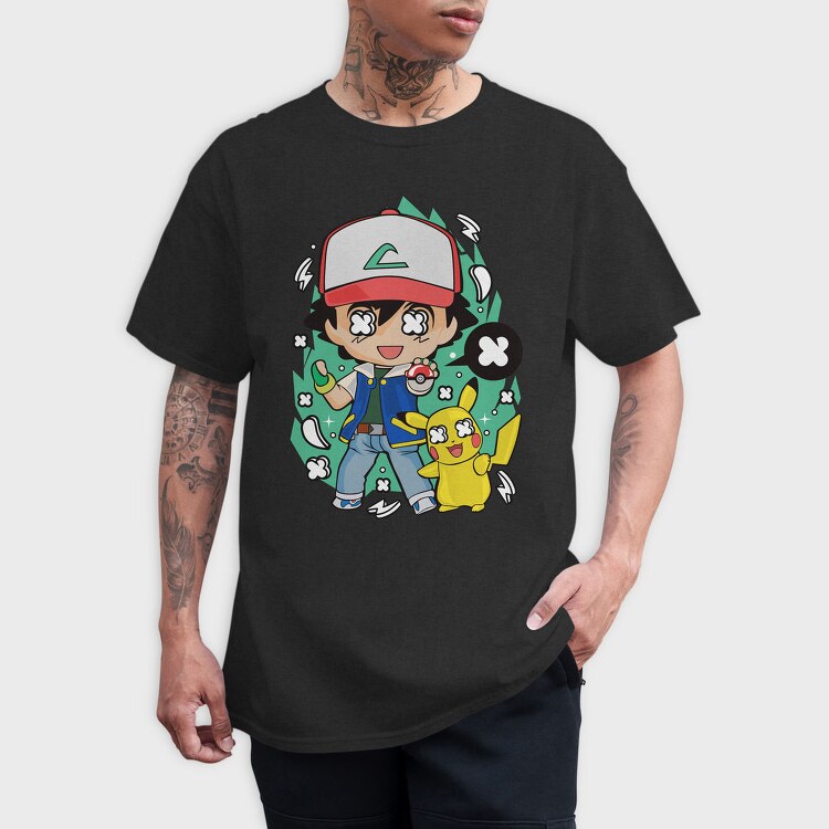 Pikachu Ash Streetwear, Tricou Barbati (Unisex)