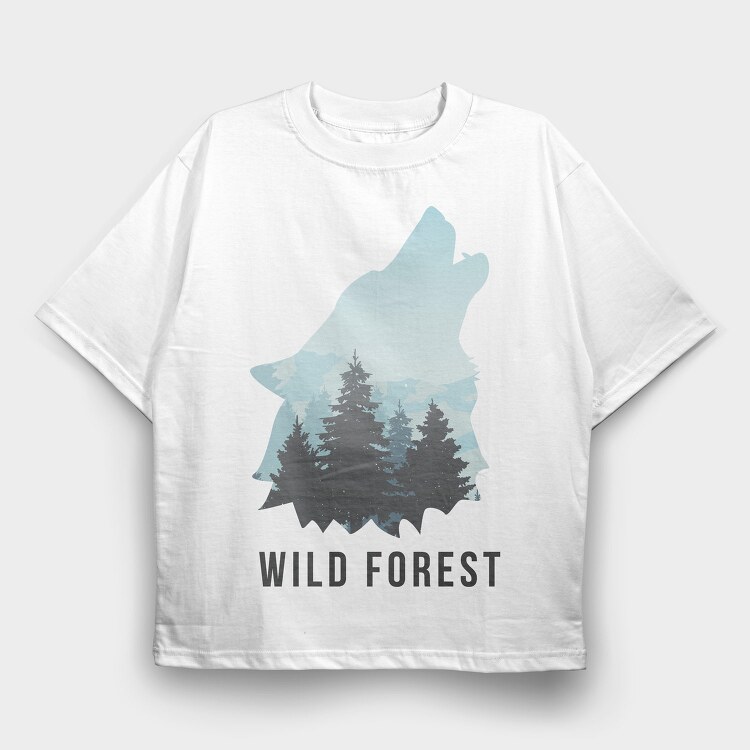 Wild Forest Wolf, Tricou Oversize Barbati (Unisex)