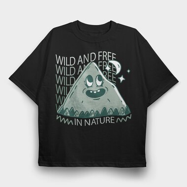 Wild and Free Mountain Cartoon, Tricou Oversize Barbati (Unisex)