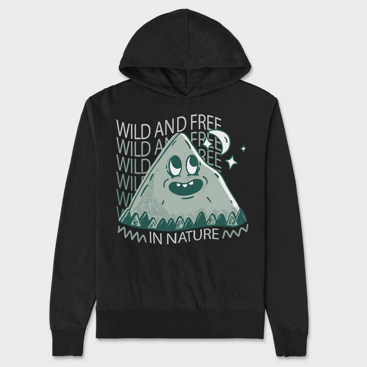 Wild and Free Mountain Cartoon, Hanorac Oversize Barbati (Unisex)