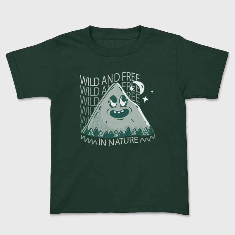 Wild and Free Mountain Cartoon, Tricou Copii
