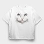White Cat Portrait, Tricou Oversize Barbati (Unisex)