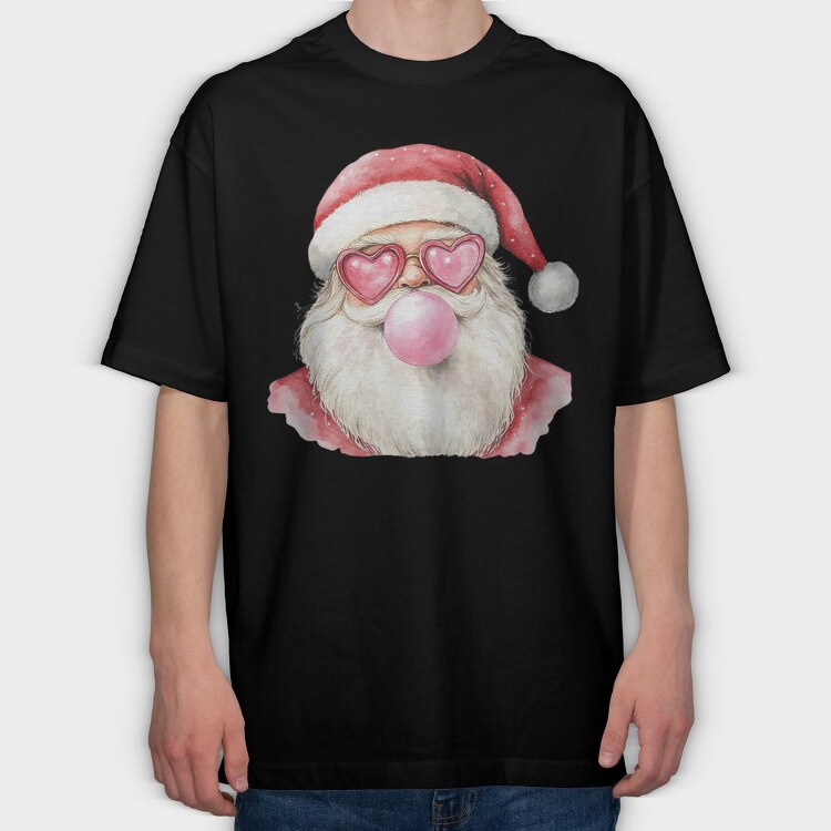 Bubblegum Santa Heart Glasses, Tricou Oversize Barbati (Unisex)
