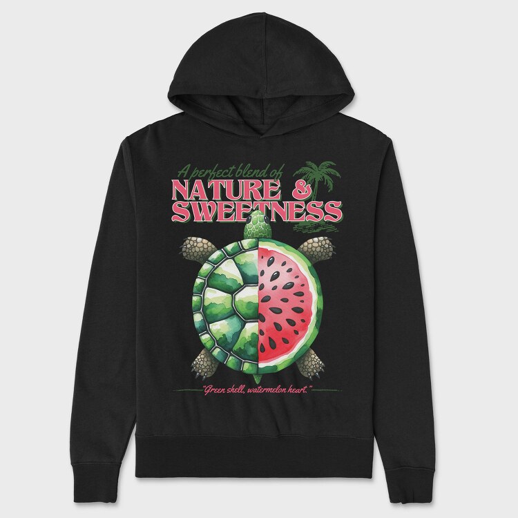 Watermelon Turtle, Hanorac Oversize Barbati (Unisex)