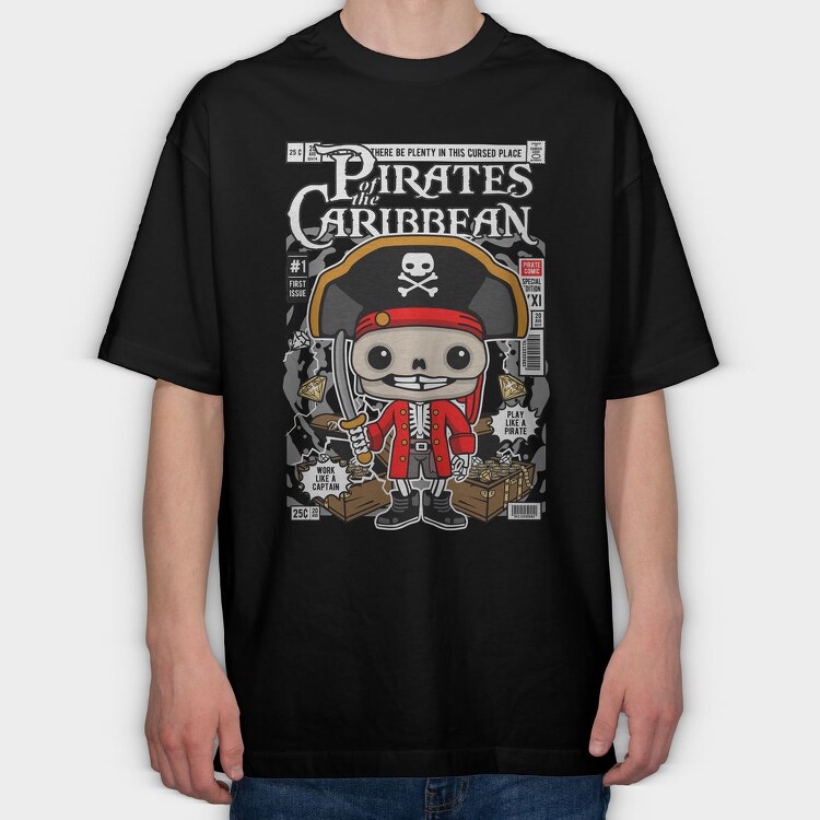 Pirate Captain Treasure Hunt, Tricou Oversize Barbati (Unisex)
