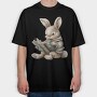 Bunny Reading Book, Tricou Oversize Barbati (Unisex)