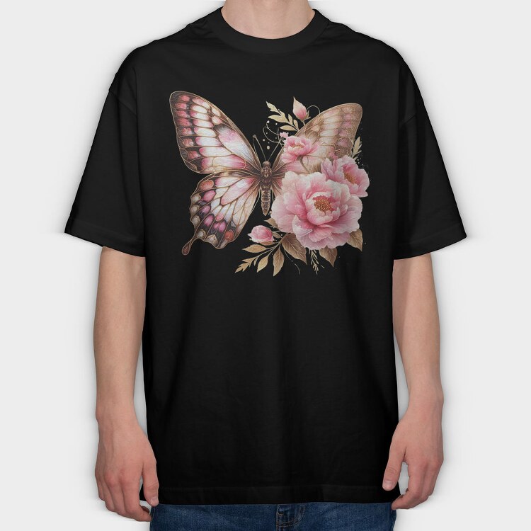 Butterfly Floral Sublimation, Tricou Oversize Barbati (Unisex)