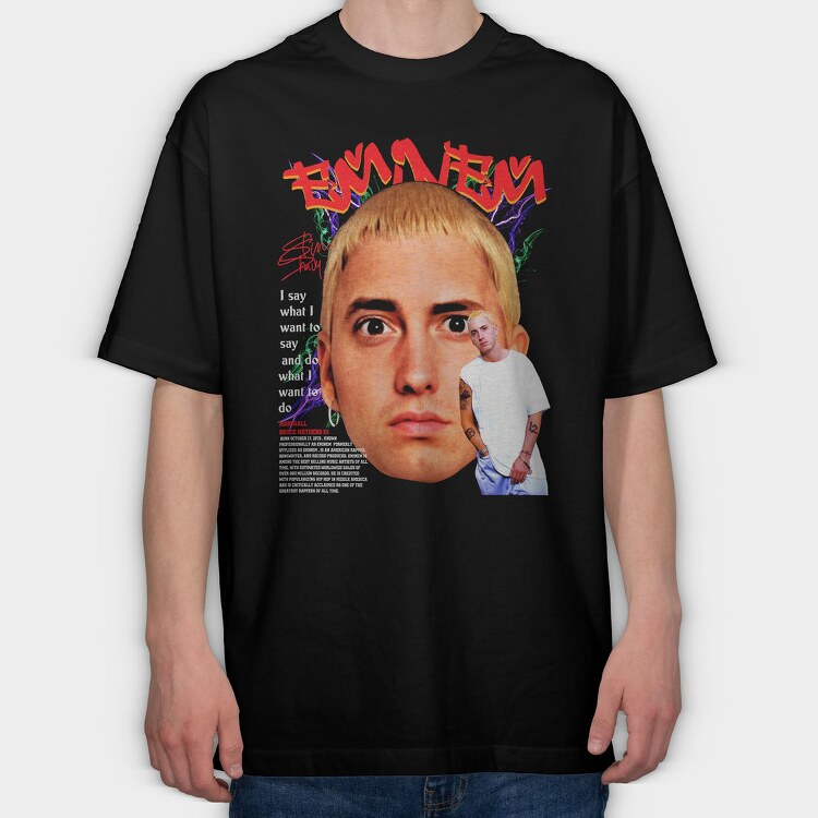 Eminem Face Art, Tricou Oversize Barbati (Unisex)