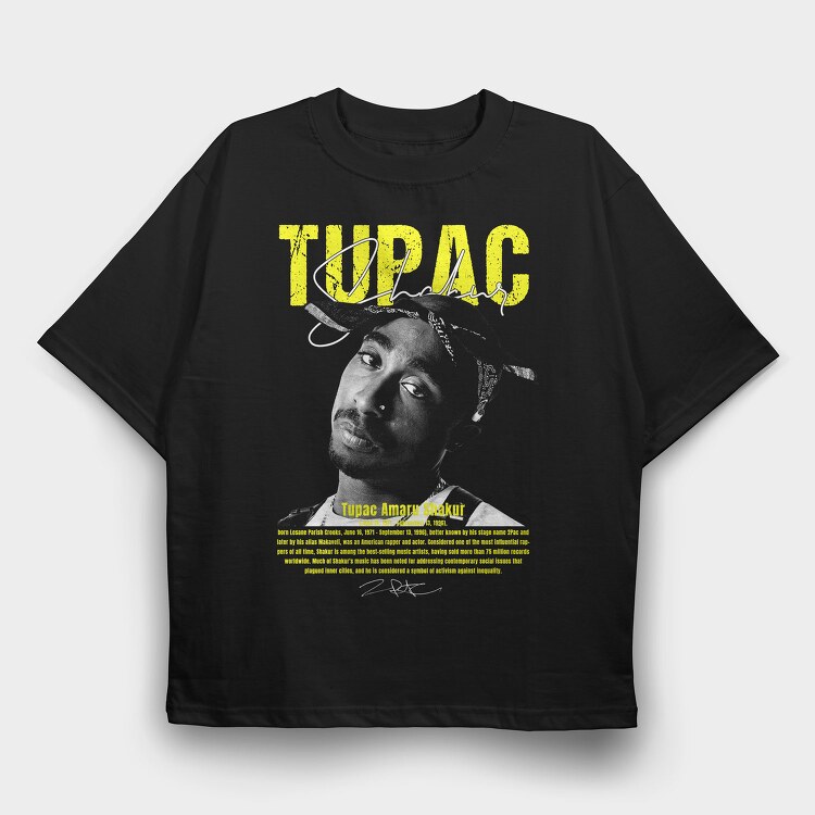 Tupac Yellow Tribute, Tricou Oversize Barbati (Unisex)