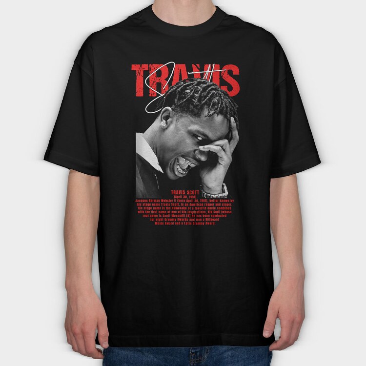 Travis Scott Red, Tricou Oversize Barbati (Unisex)