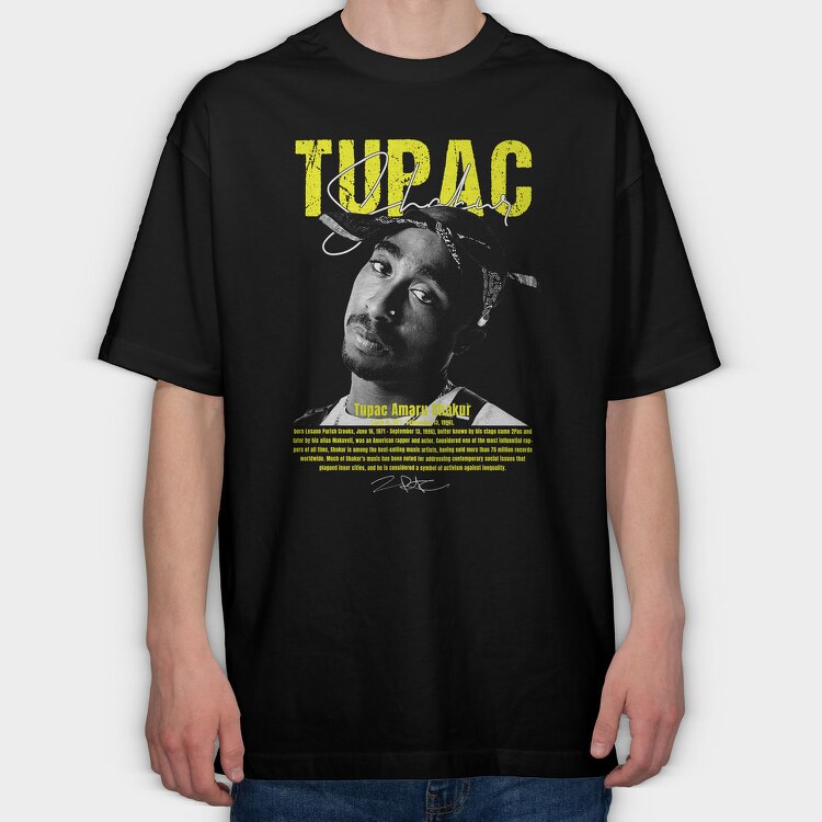 Tupac Yellow Tribute, Tricou Oversize Barbati (Unisex)