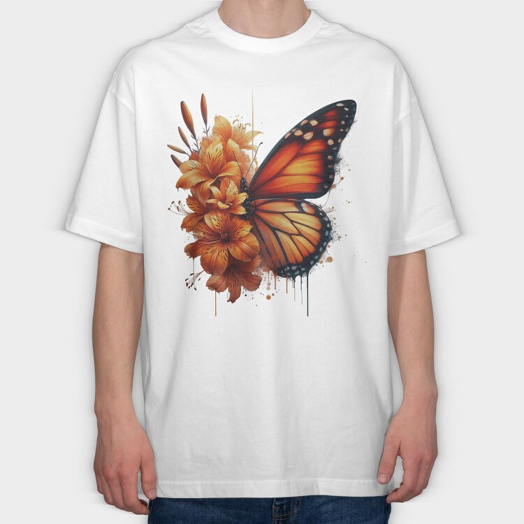 Butterfly Flowers Clipart, Tricou Oversize Barbati (Unisex)